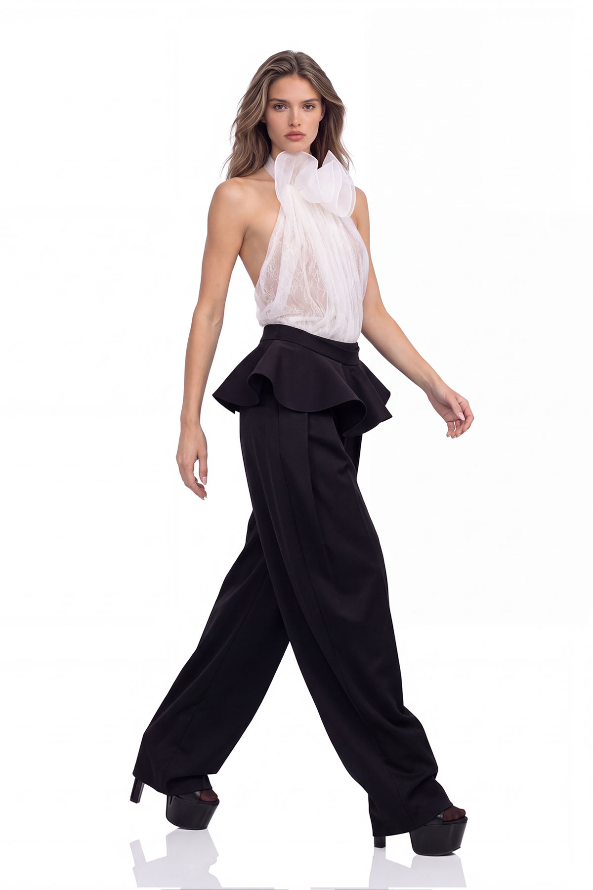 Magnhildr Ruffle Mesh Pants Set