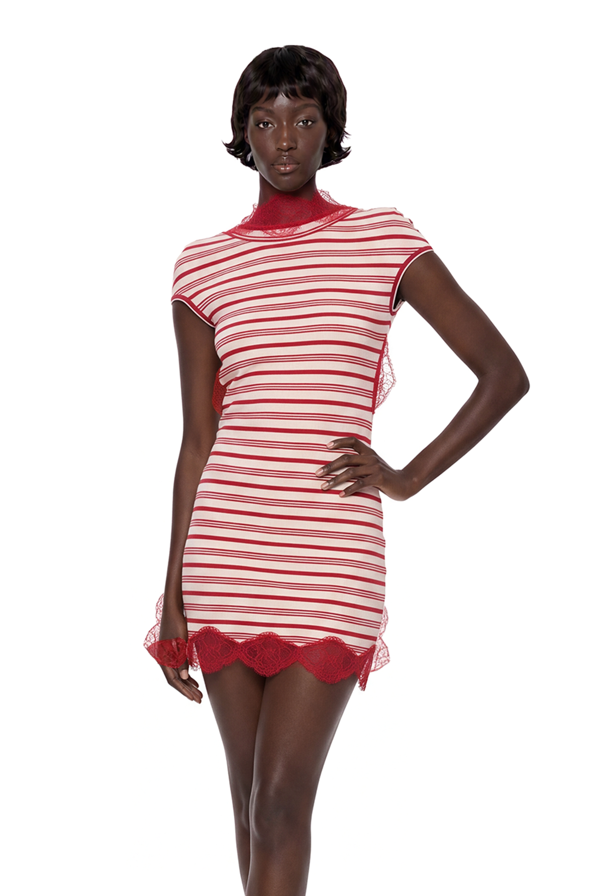 Magnolia Stripe Lace Mini Dress