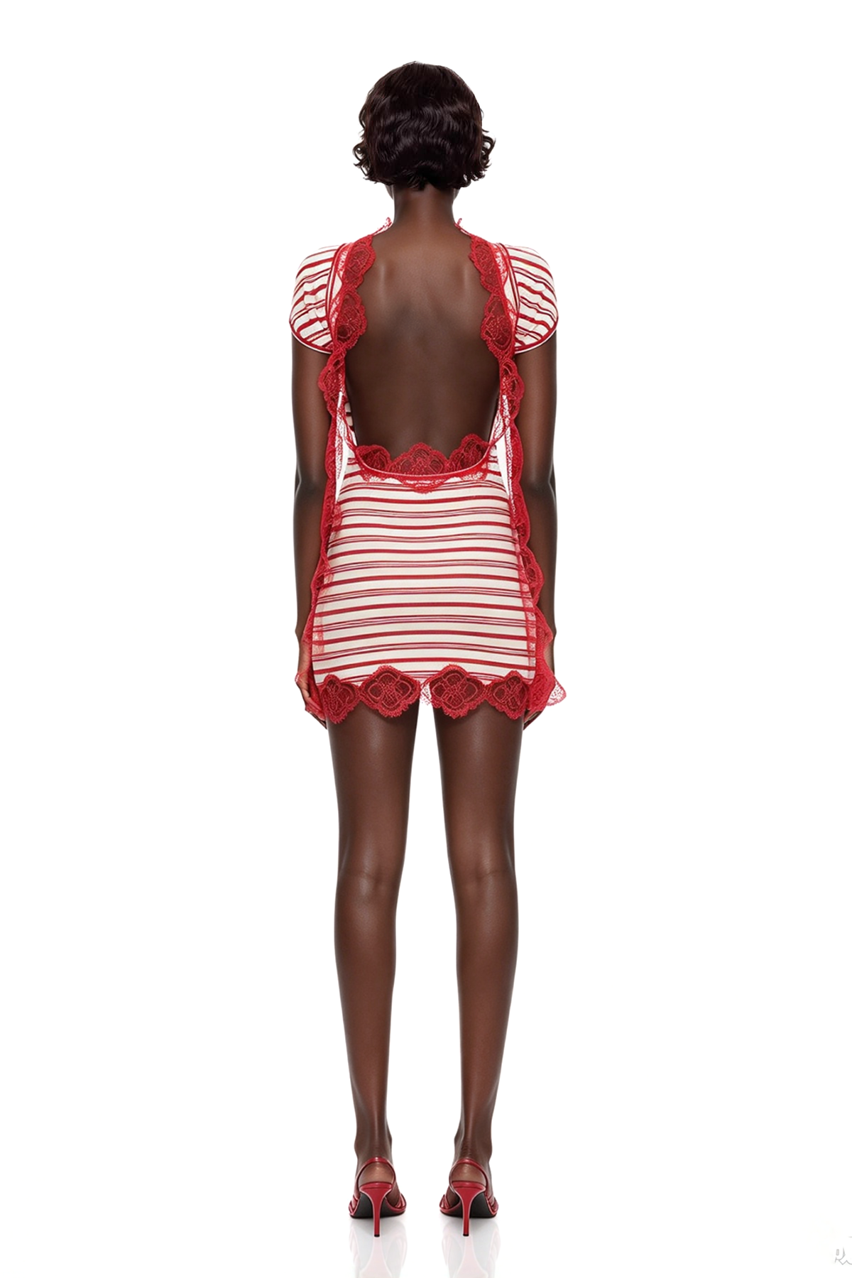 Magnolia Stripe Lace Mini Dress