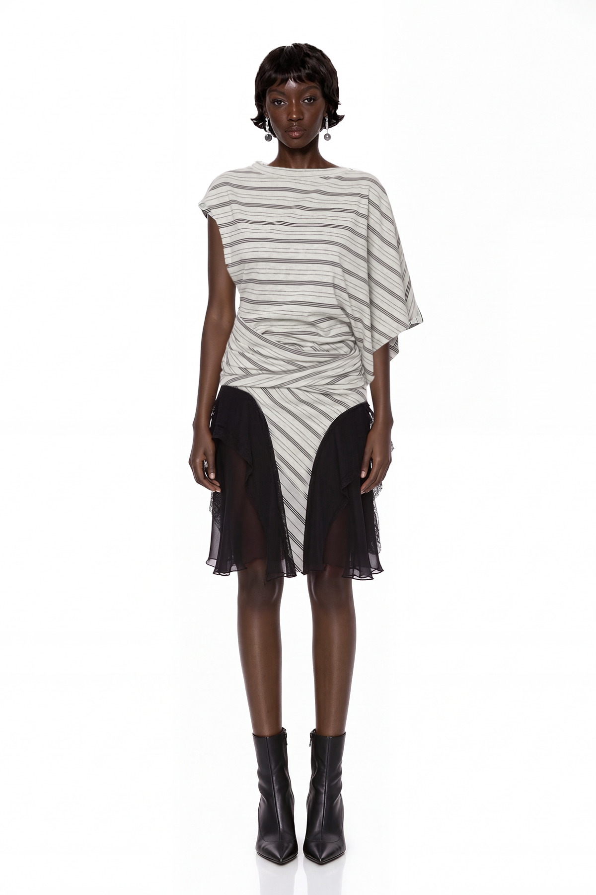 Magnus Asymmetric Stripe Mini Dress