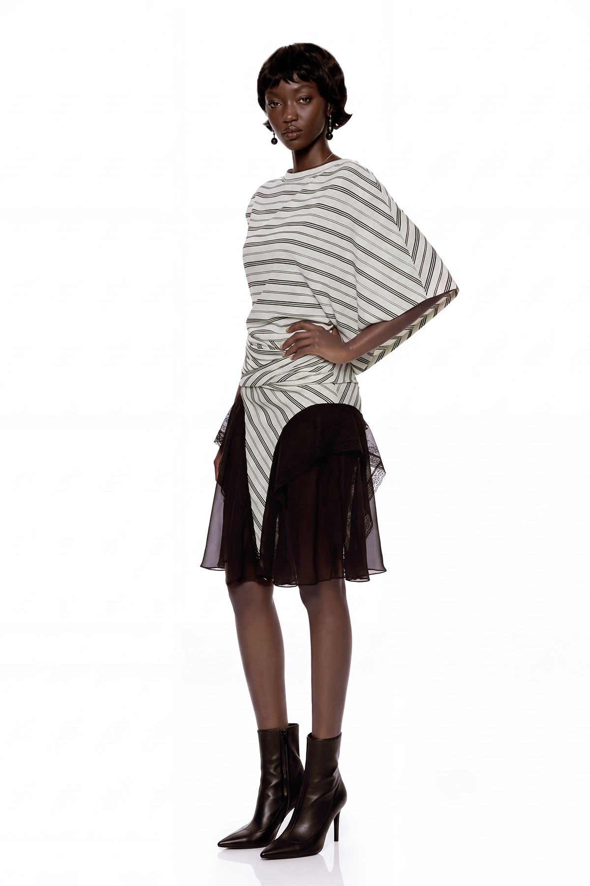 Magnus Asymmetric Stripe Mini Dress