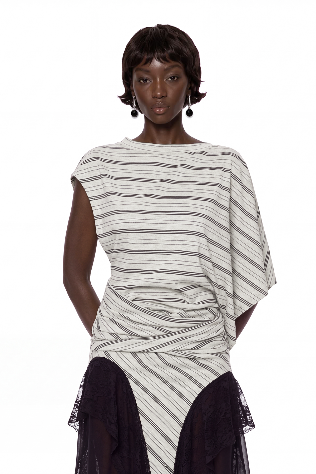 Magnus Asymmetric Stripe Mini Dress