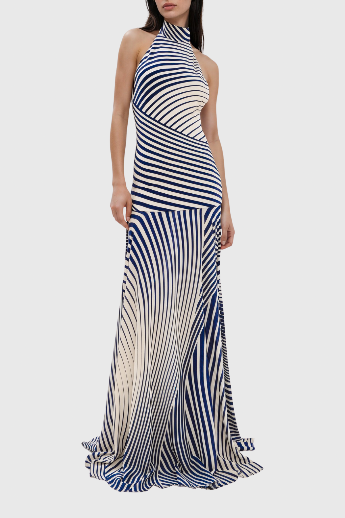 Magrite Halter Neck Stripe Maxi Dress