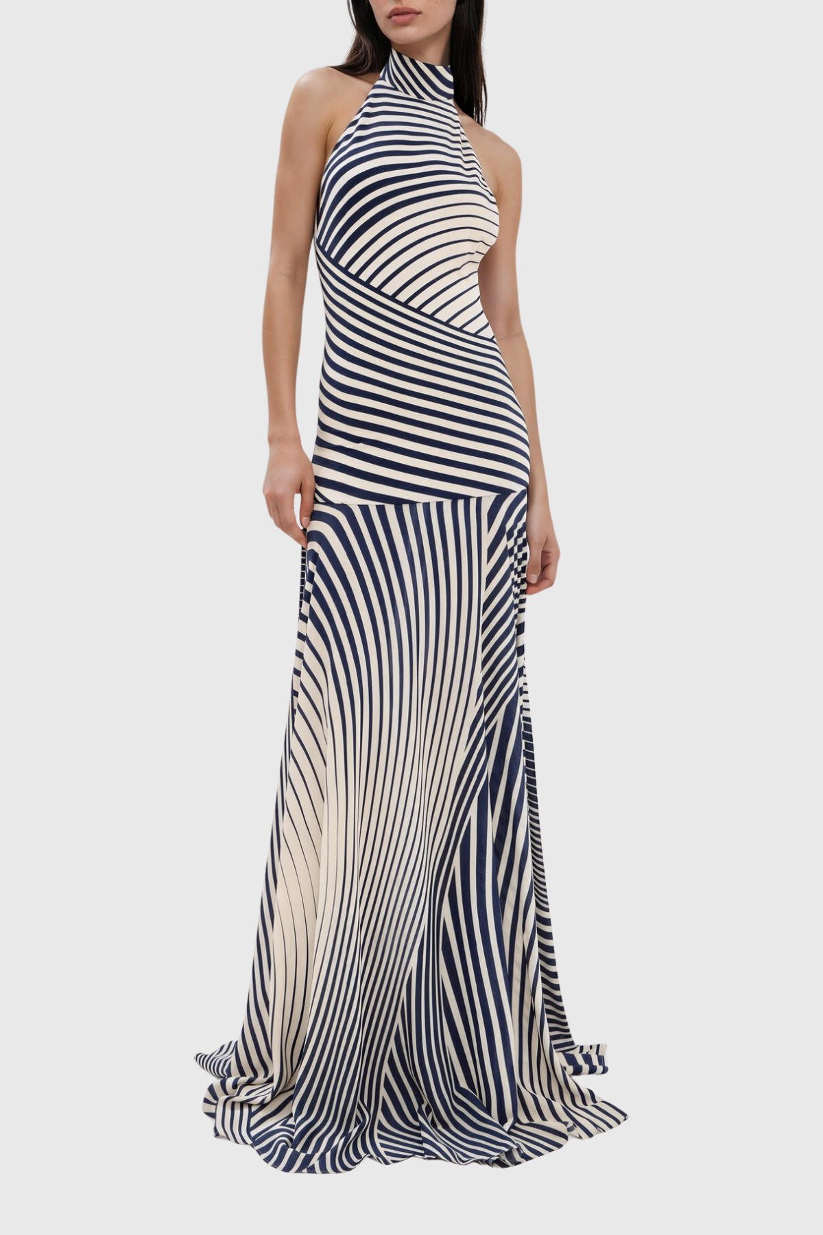 Magrite Halter Neck Stripe Maxi Dress