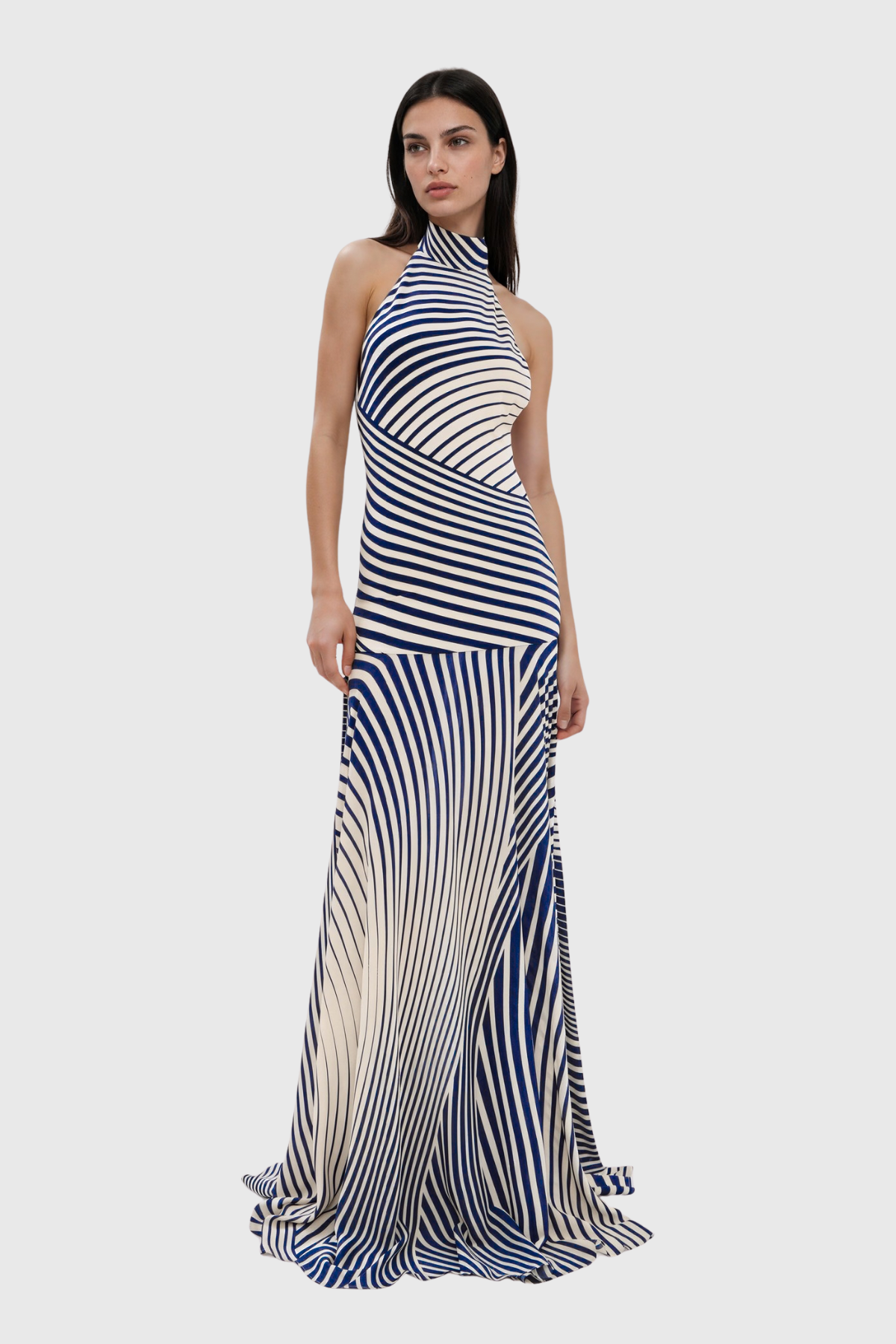 Magrite Halter Neck Stripe Maxi Dress