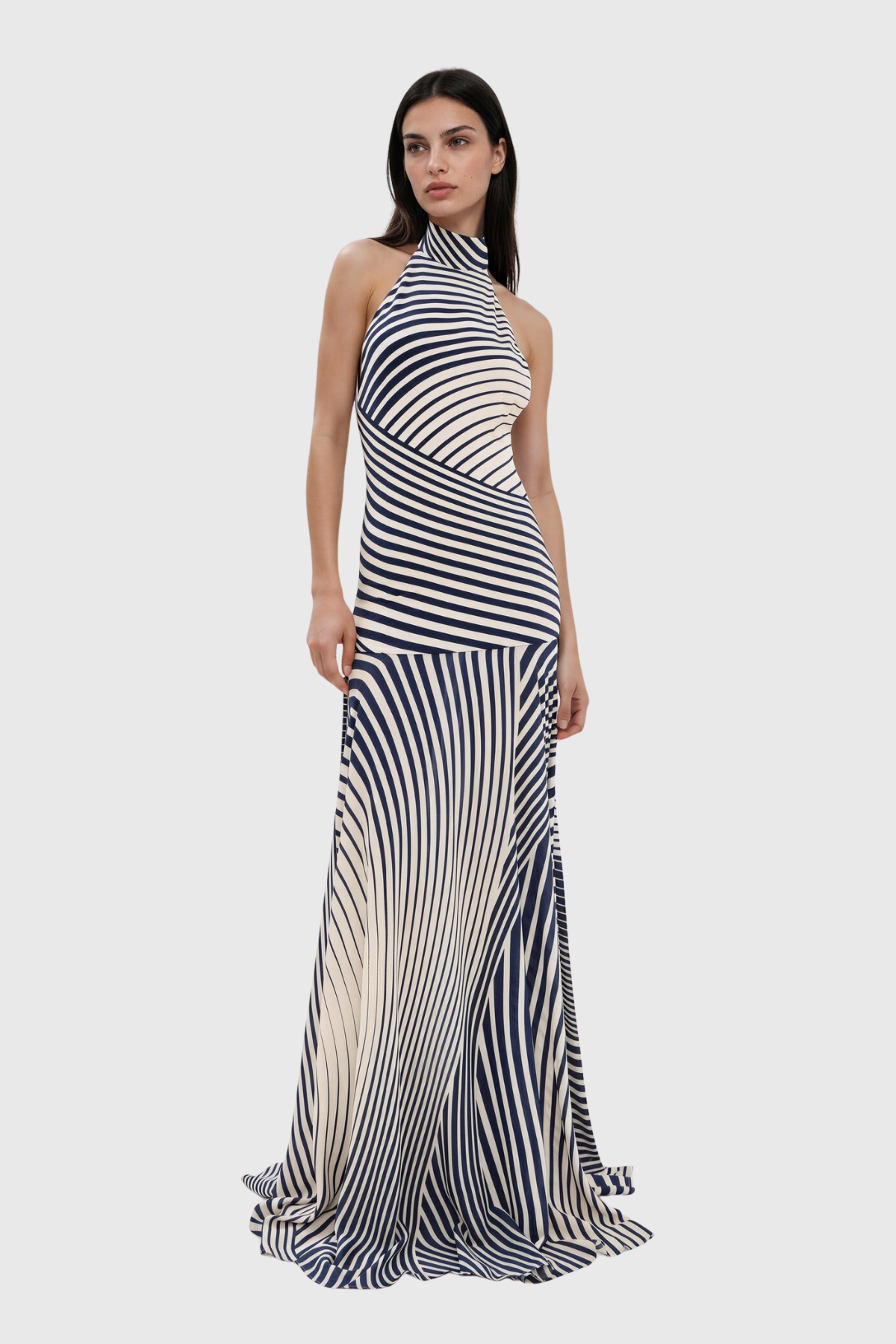 Magrite Halter Neck Stripe Maxi Dress