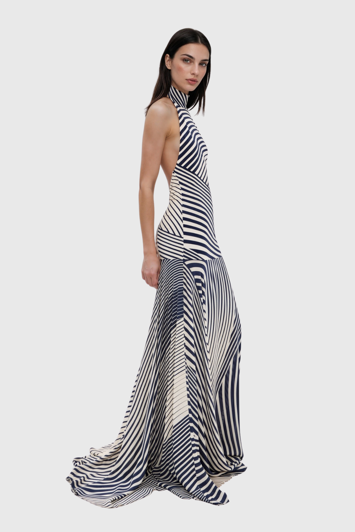 Magrite Halter Neck Stripe Maxi Dress