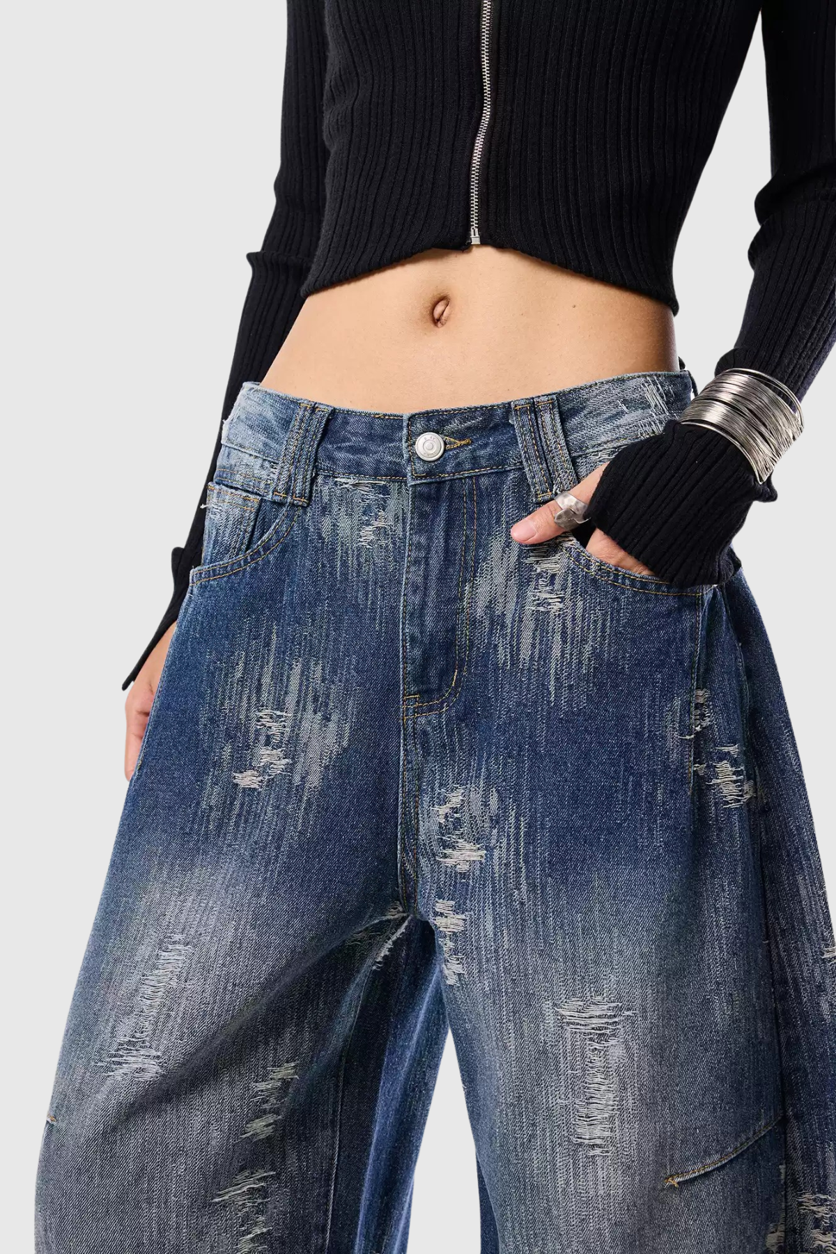 Mahala Ripped Barrel Jeans