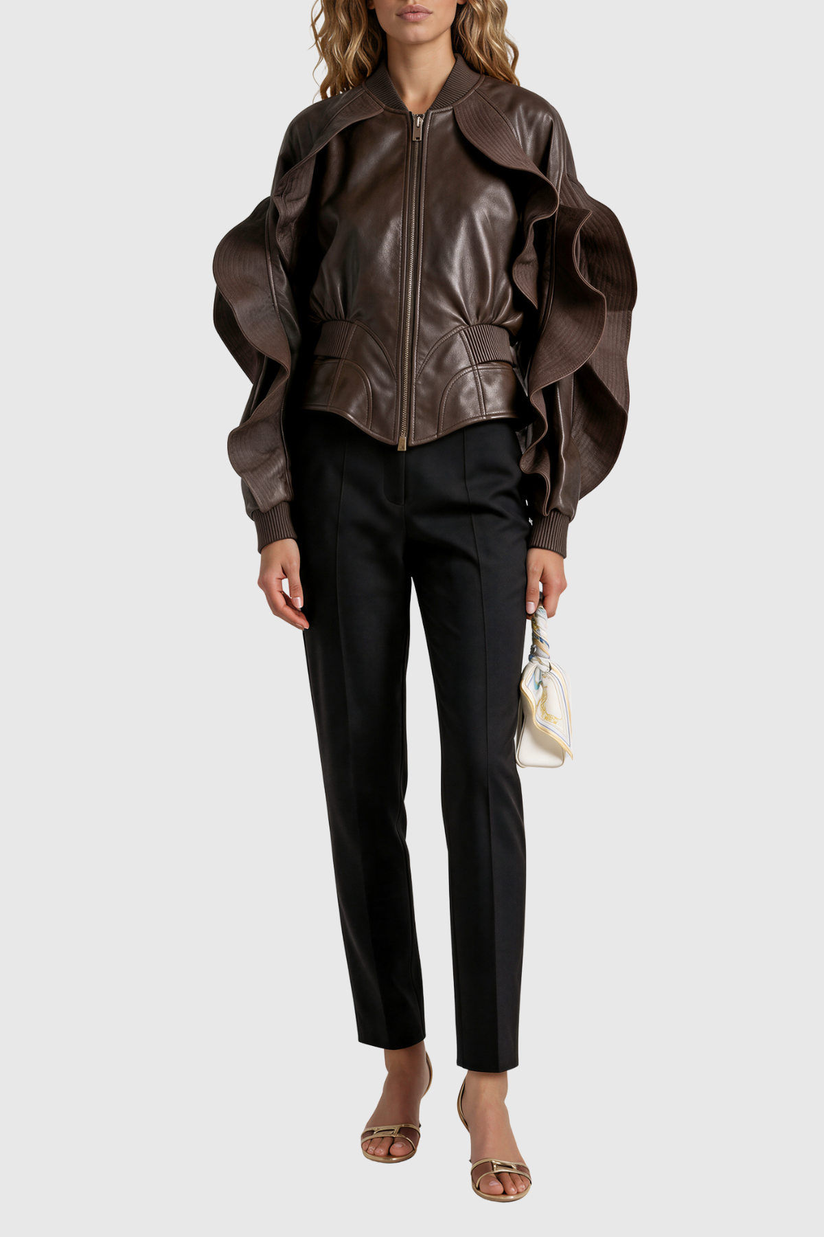 Mahalah Ruffle Leather Jacket