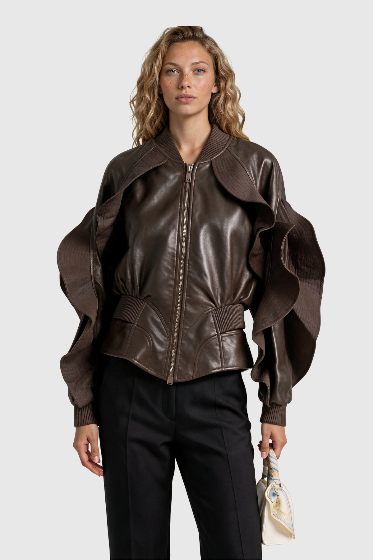 Mahalah Ruffle Leather Jacket