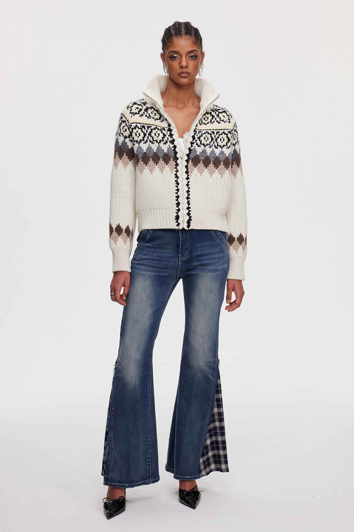 Mahatma Funnel Neck Knit Jacket