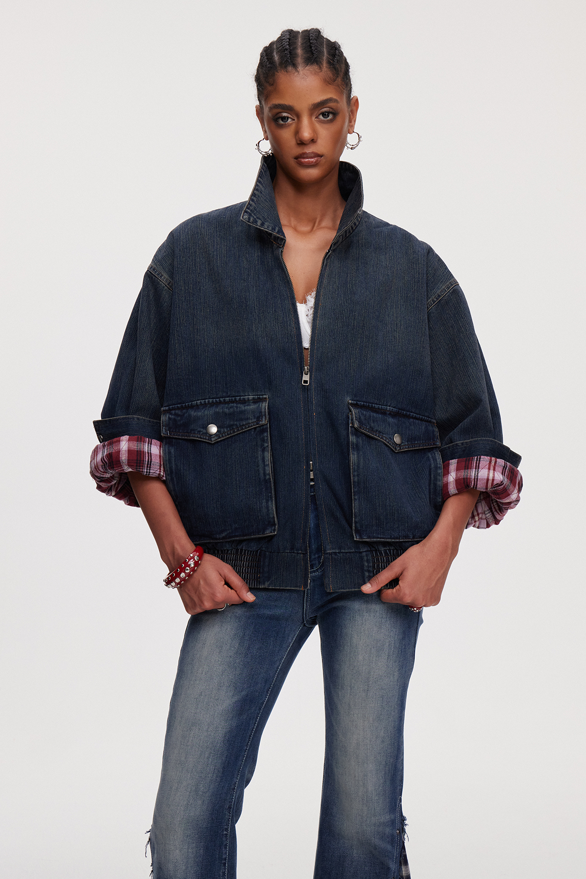 Mahaut Funnel Neck Denim Jacket