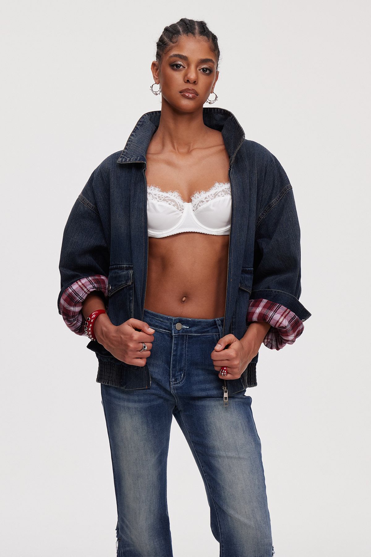 Mahaut Funnel Neck Denim Jacket