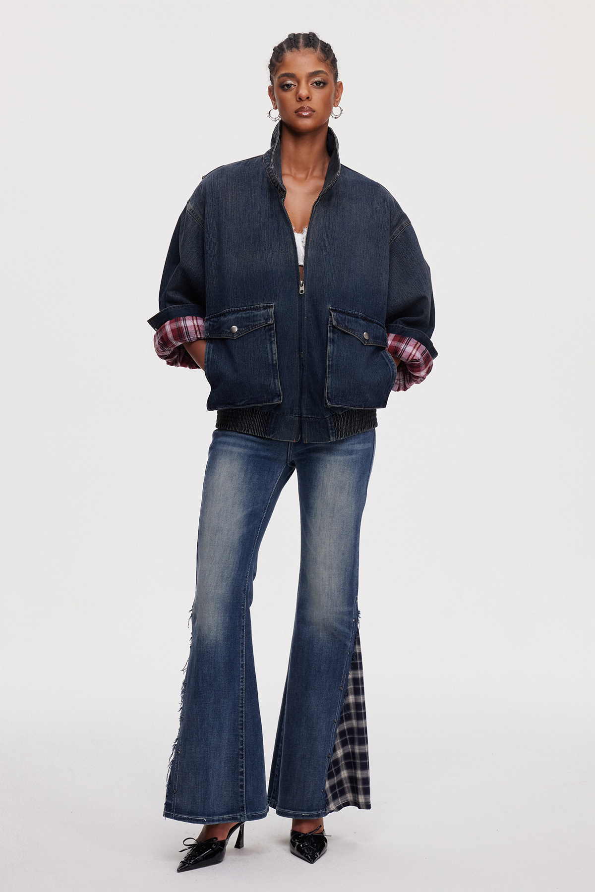 Mahaut Funnel Neck Denim Jacket