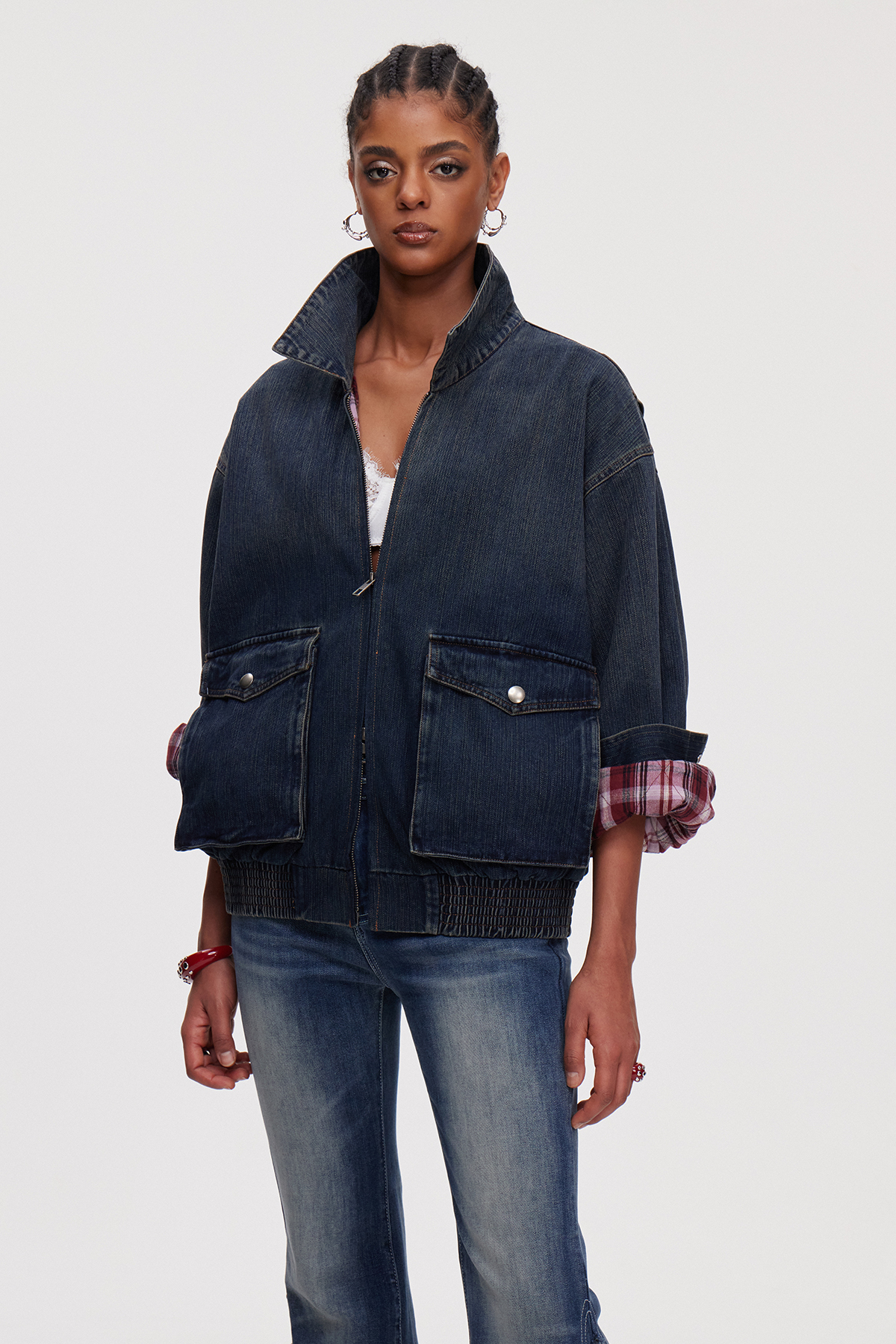 Mahaut Funnel Neck Denim Jacket