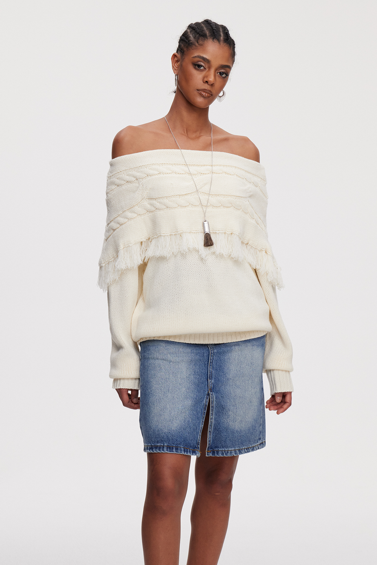 Mahavir Off Shoulder Knit Top