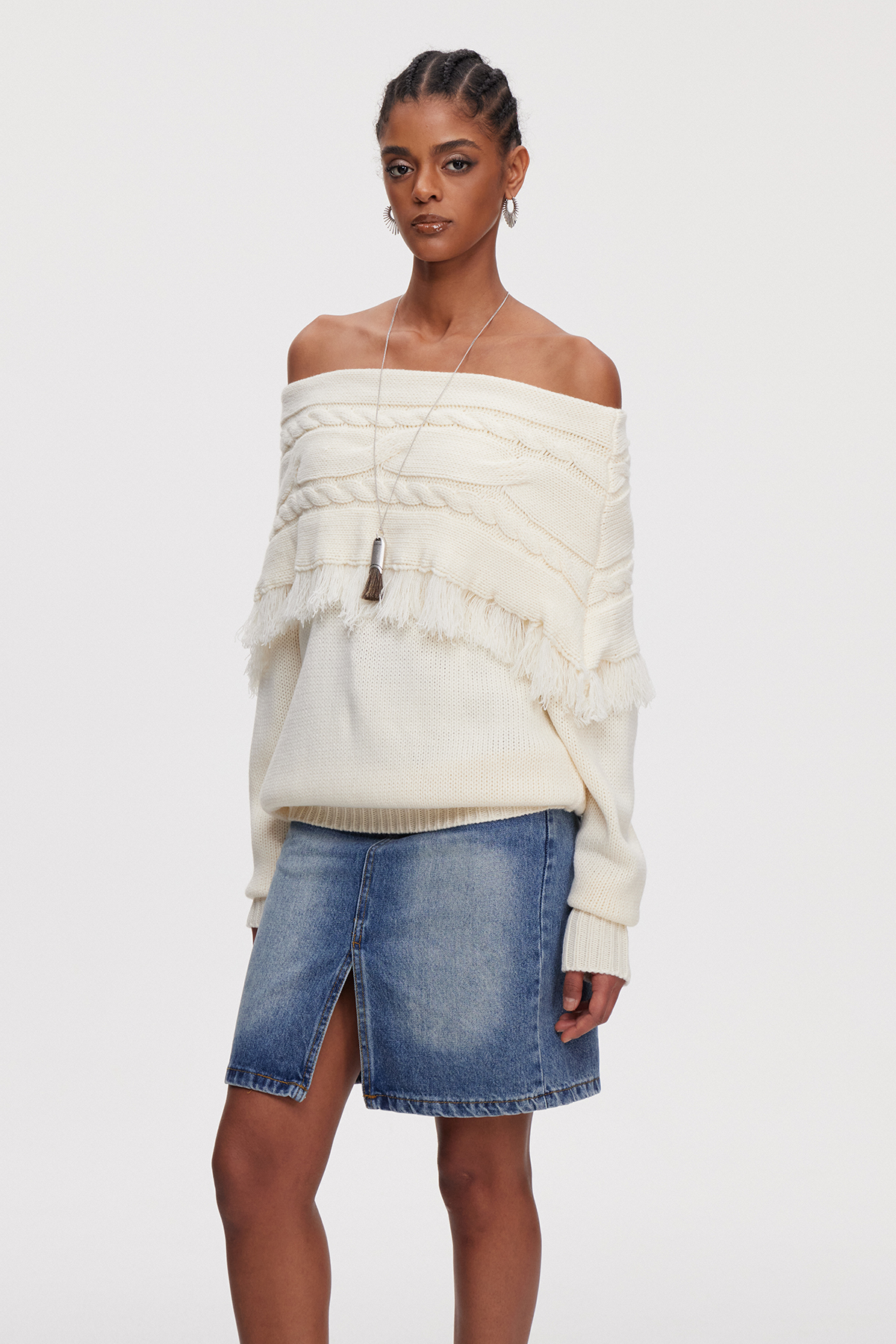 Mahavir Off Shoulder Knit Top