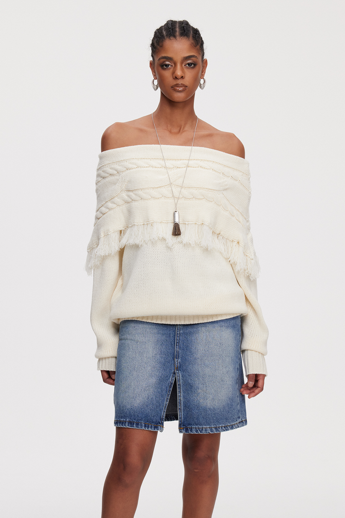 Mahavir Off Shoulder Knit Top