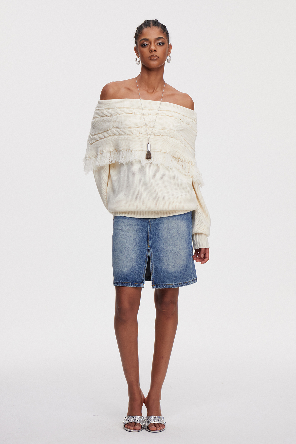 Mahavir Off Shoulder Knit Top