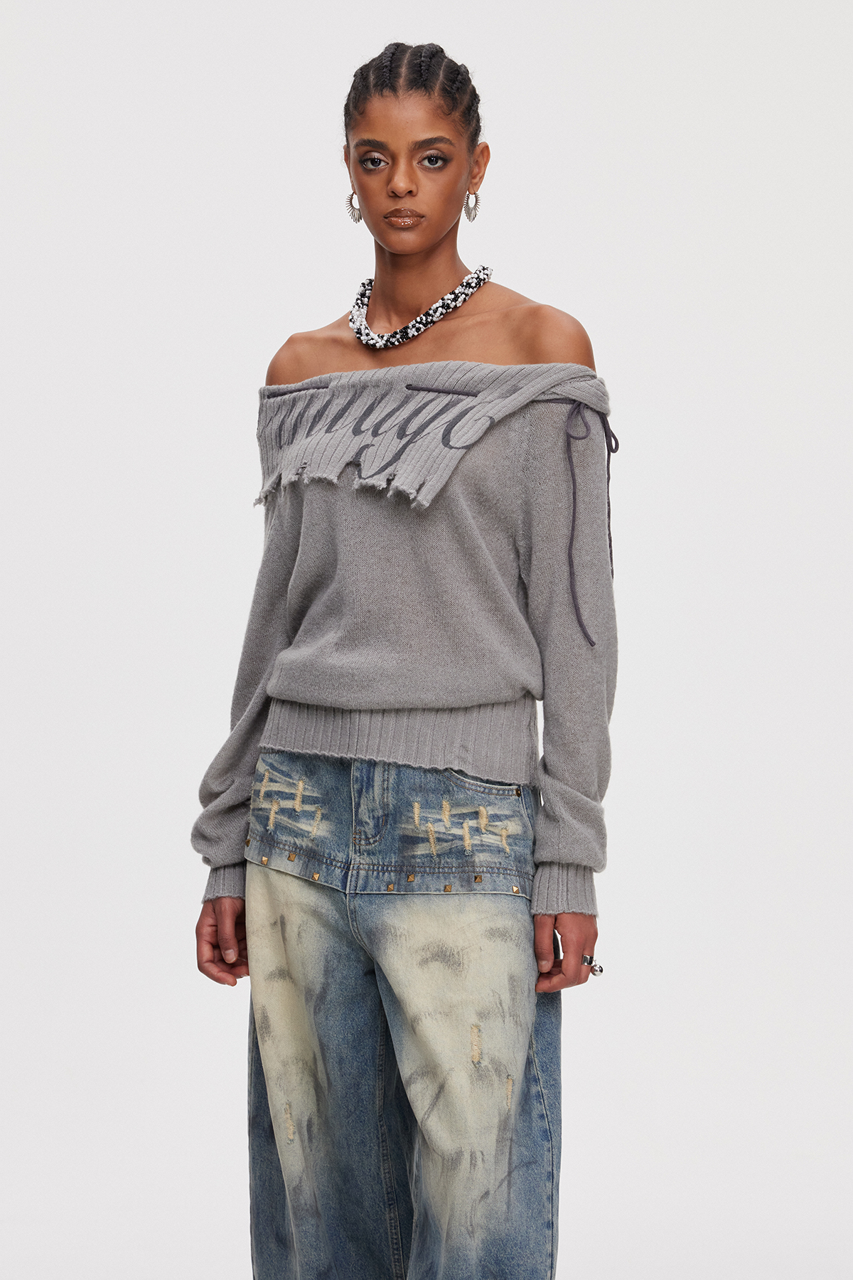 Mahavir Off Shoulder Tie Up Top