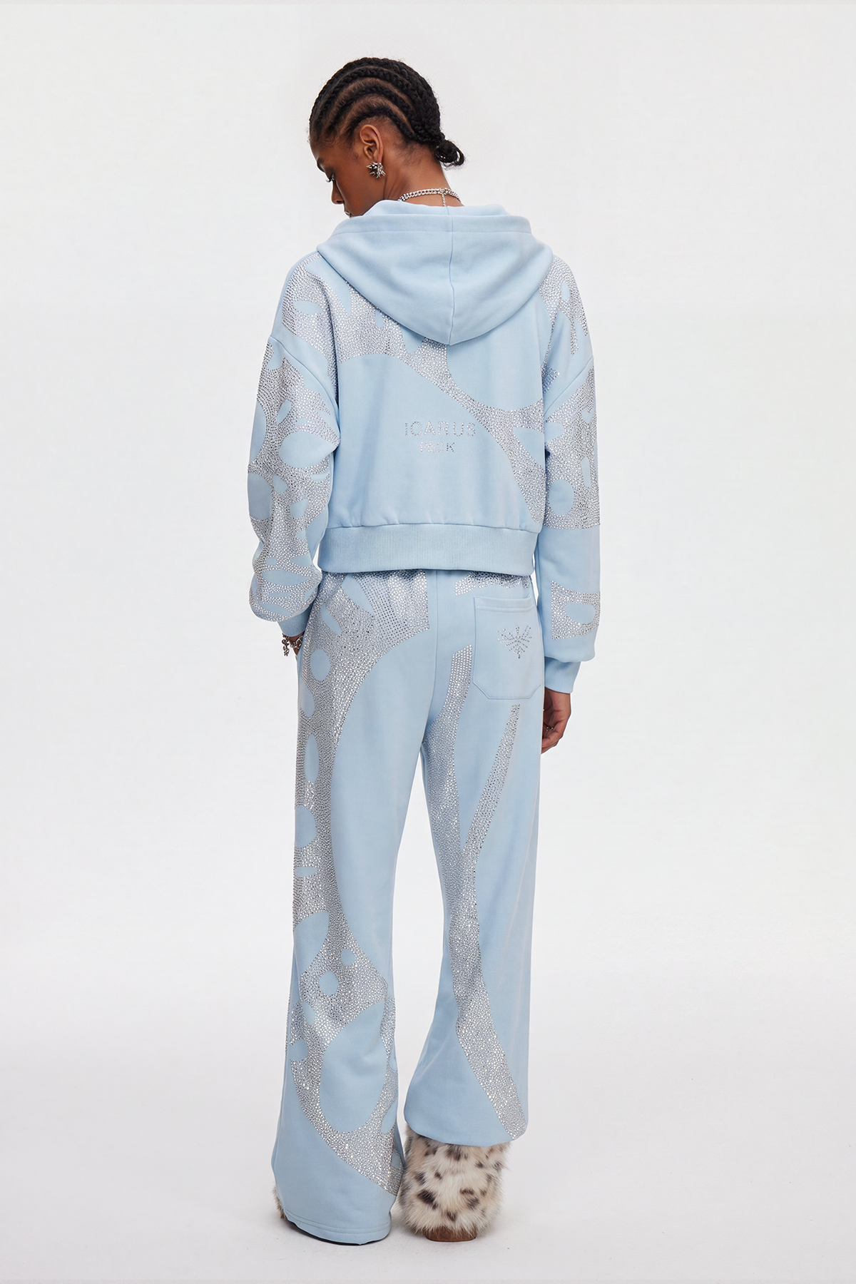 Mahendra Rhinestone Pants Set In Blue