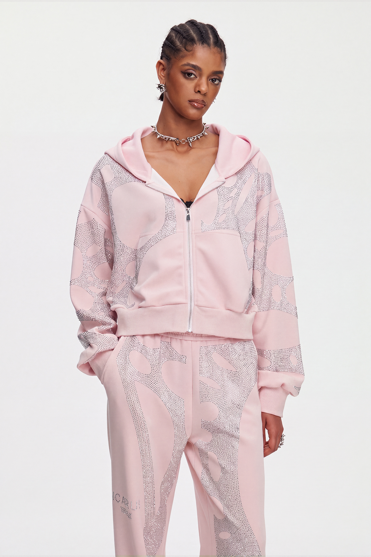 Mahendra Rhinestone Pants Set In Pink