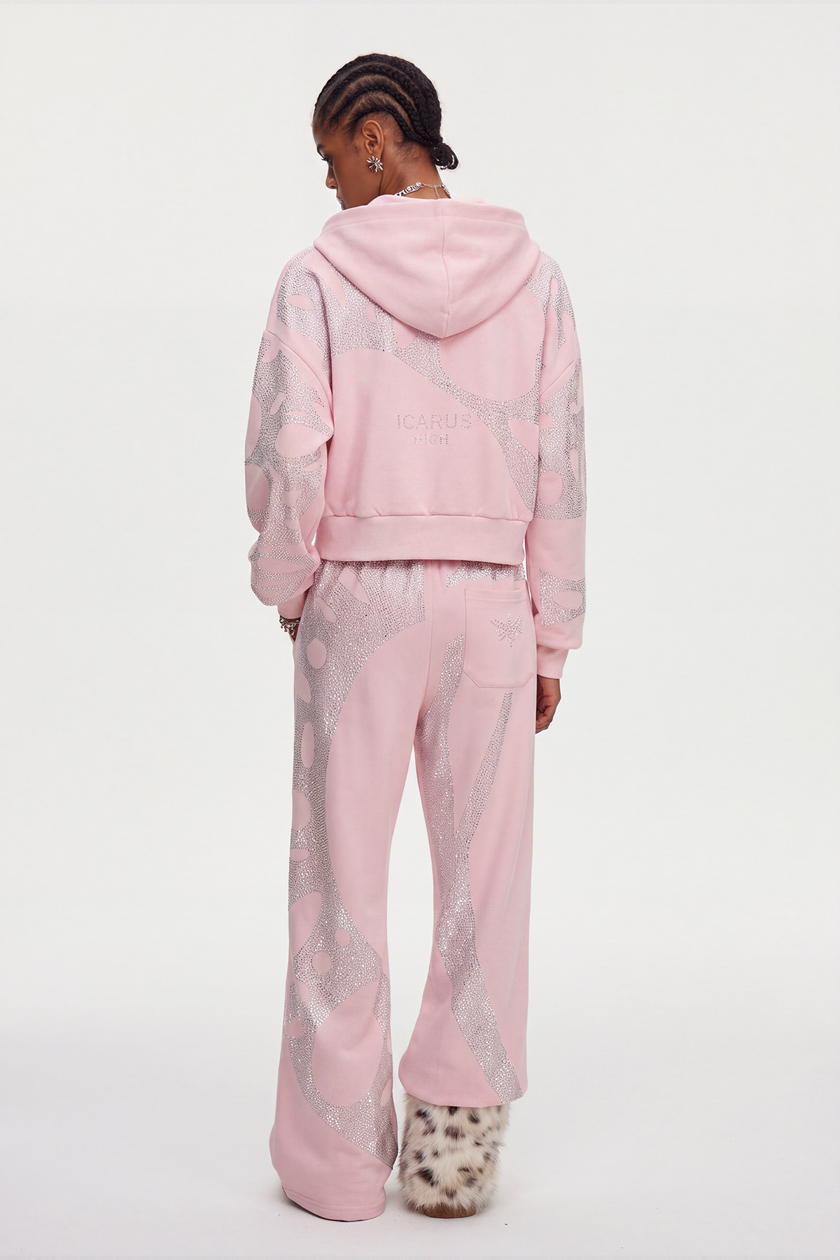 Mahendra Rhinestone Pants Set In Pink