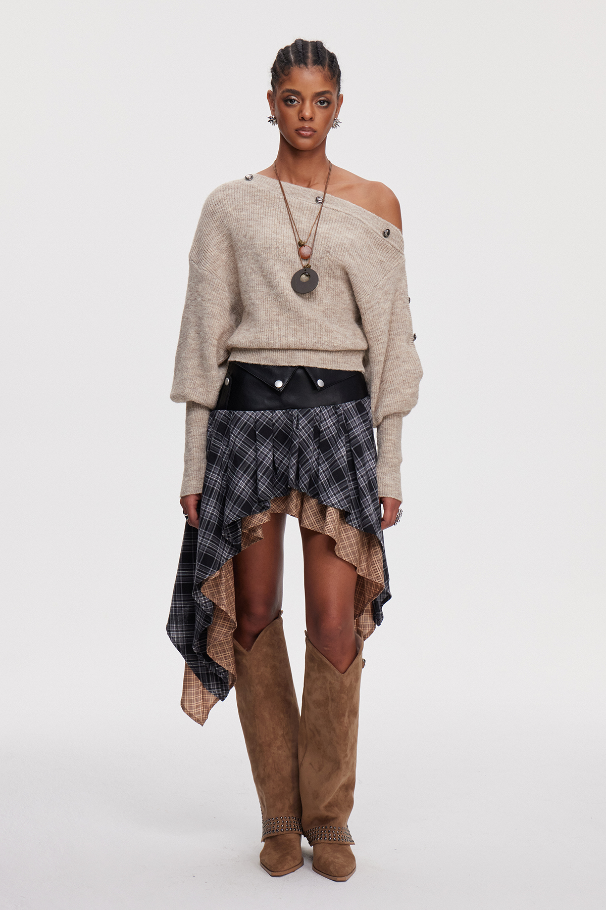 Kimamana Grid Mini Skirt