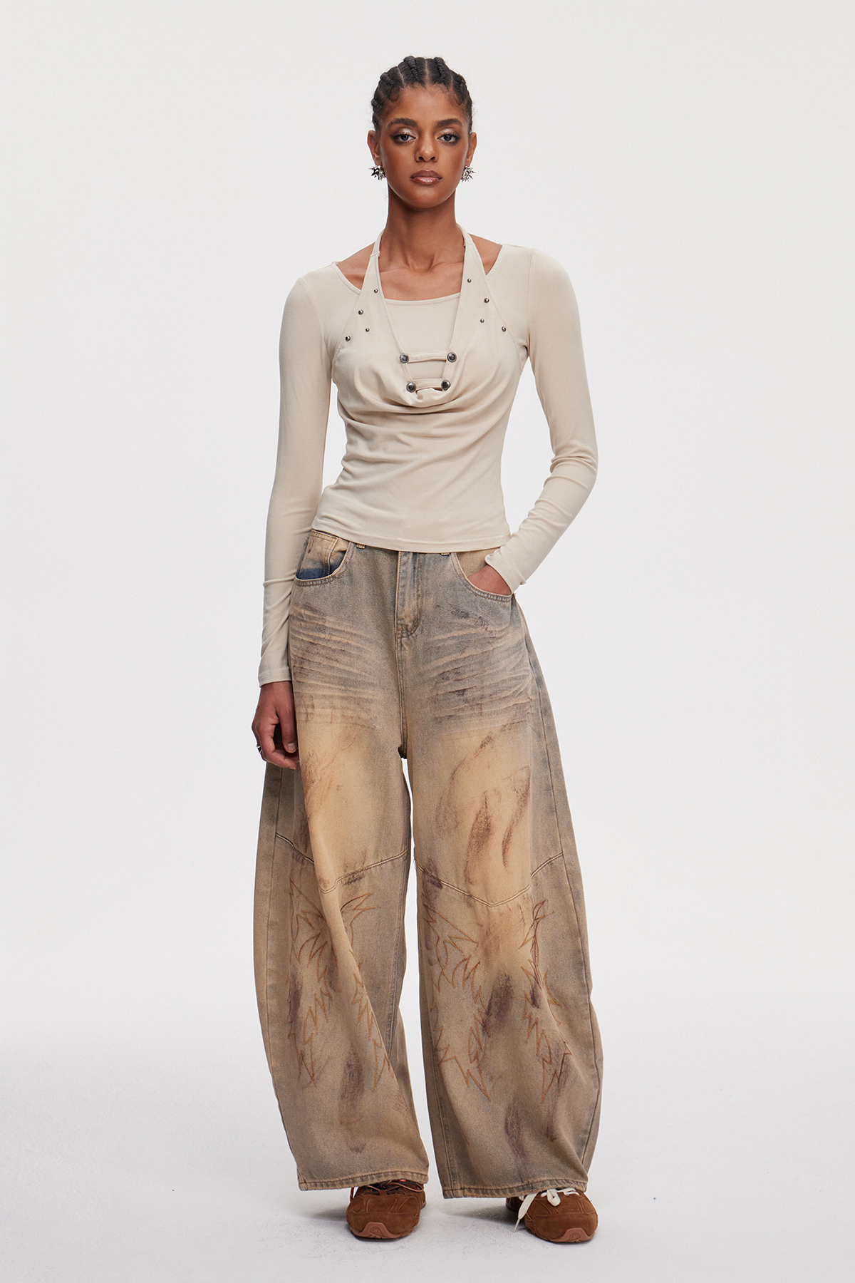 Mahesha Embroidered Baggy Jeans