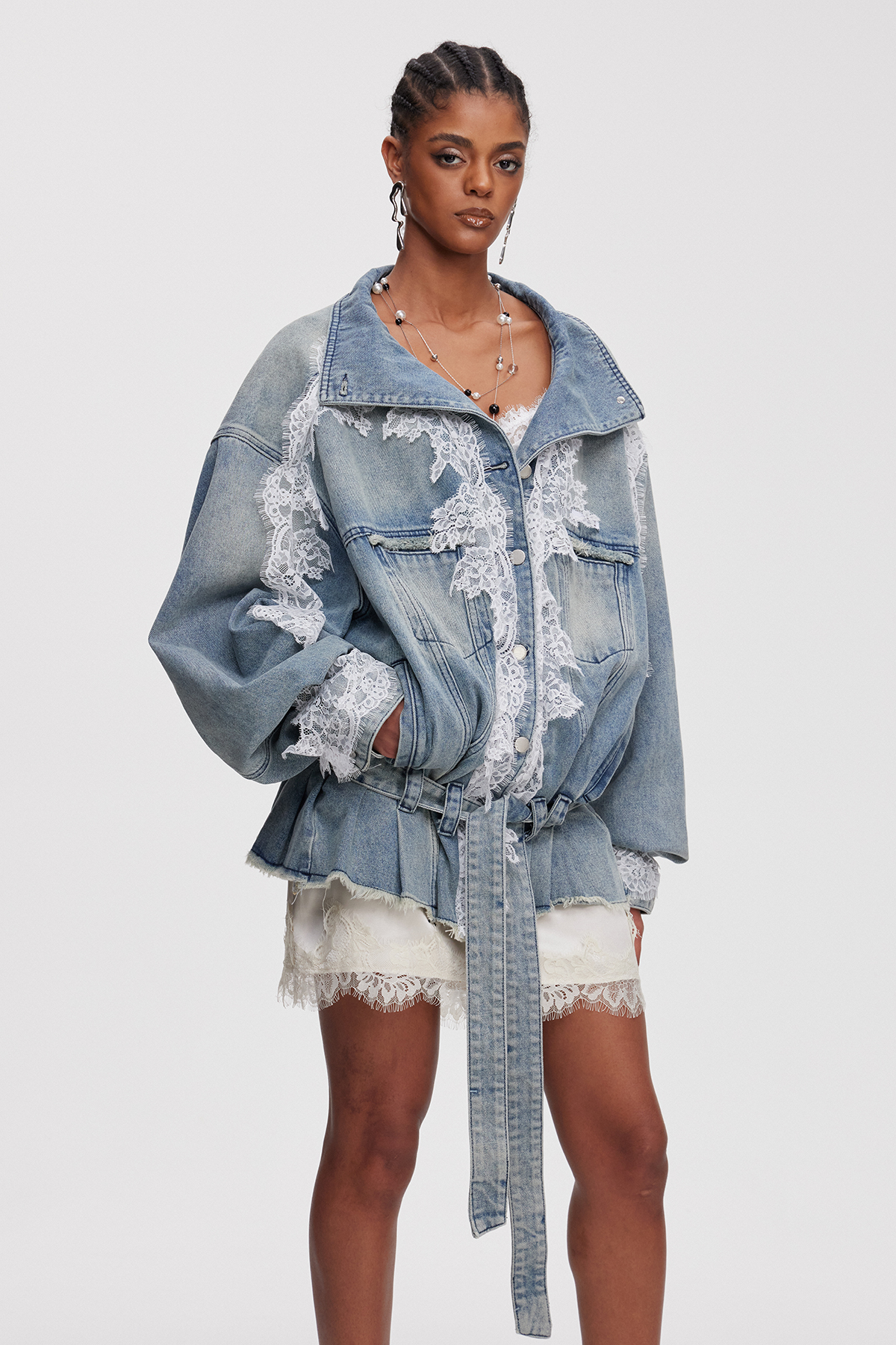 Mahine Lace Denim Jacket