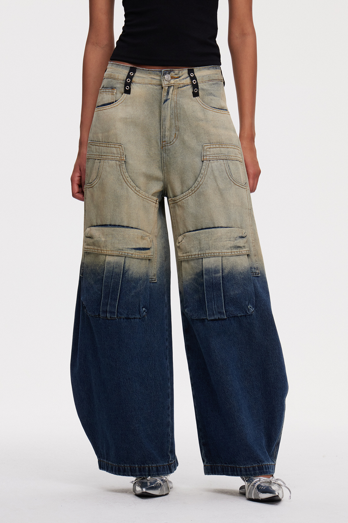 Mahire Colorblock Baggy Jeans