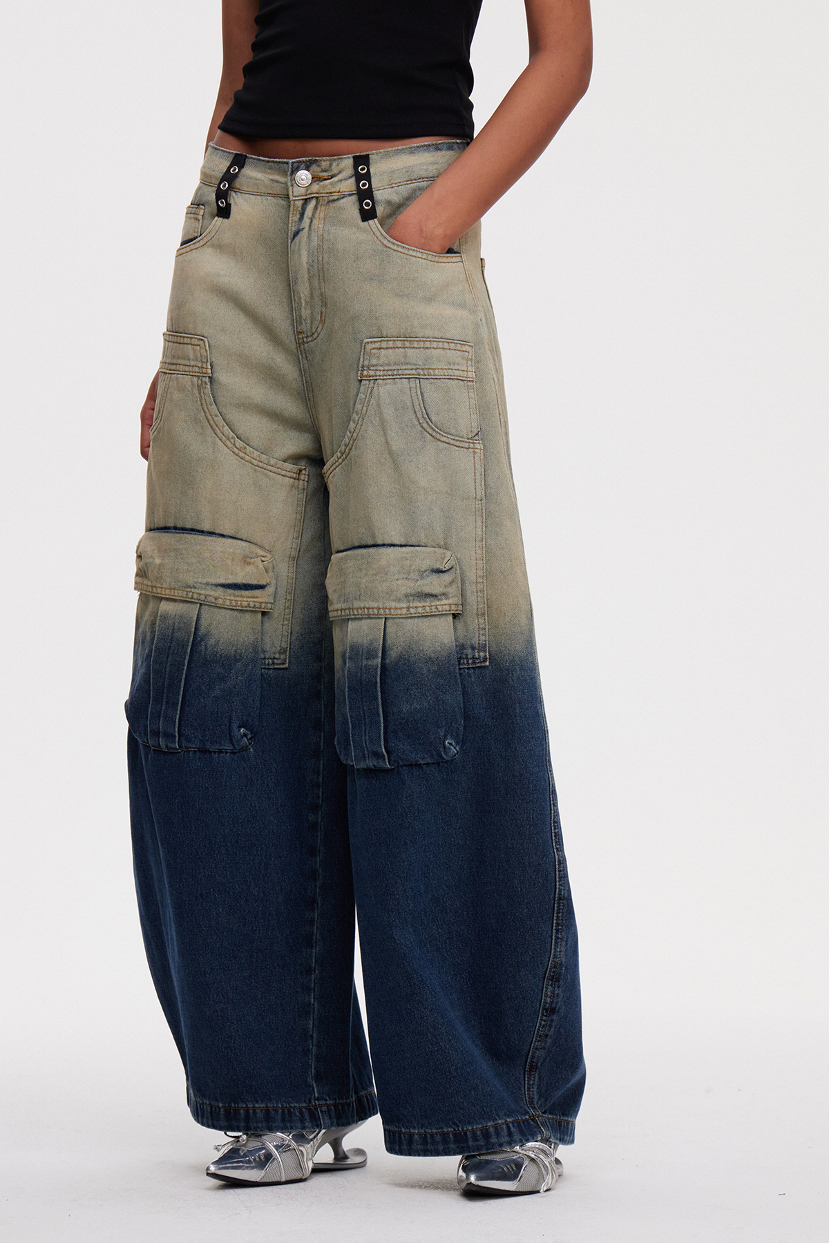 Mahire Colorblock Baggy Jeans