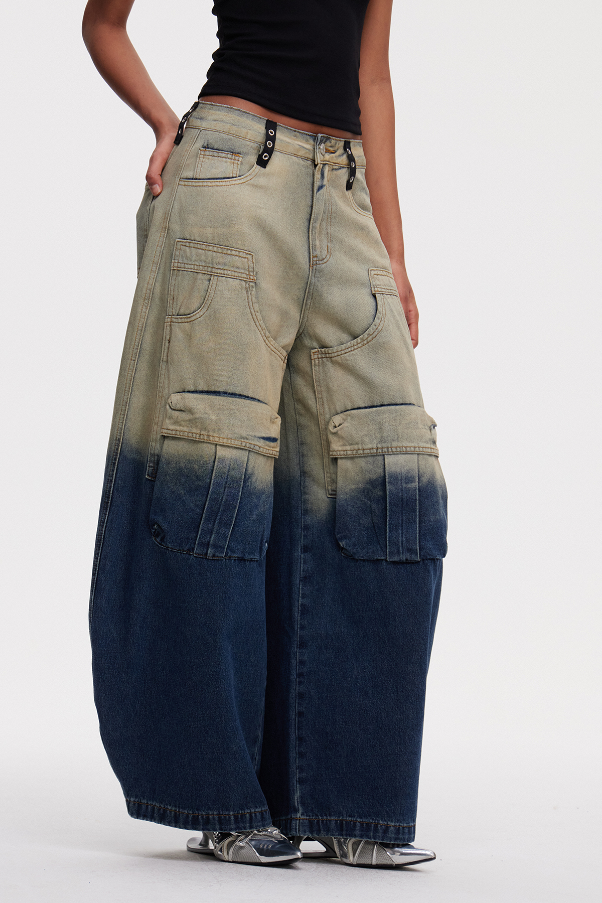 Mahire Colorblock Baggy Jeans