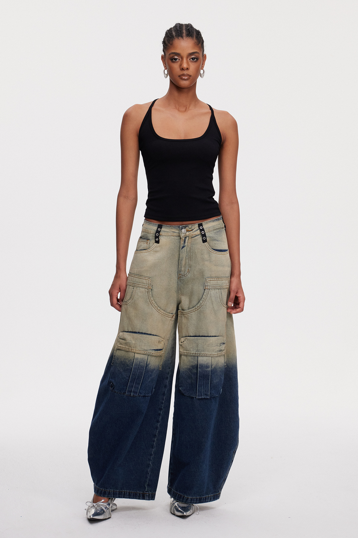 Mahire Colorblock Baggy Jeans