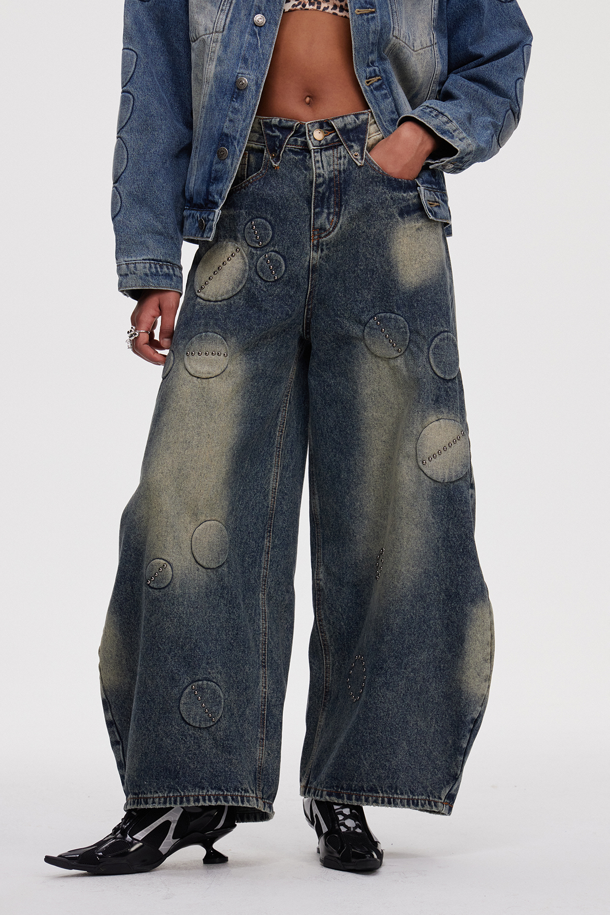 Mahlah Studded Baggy Jeans
