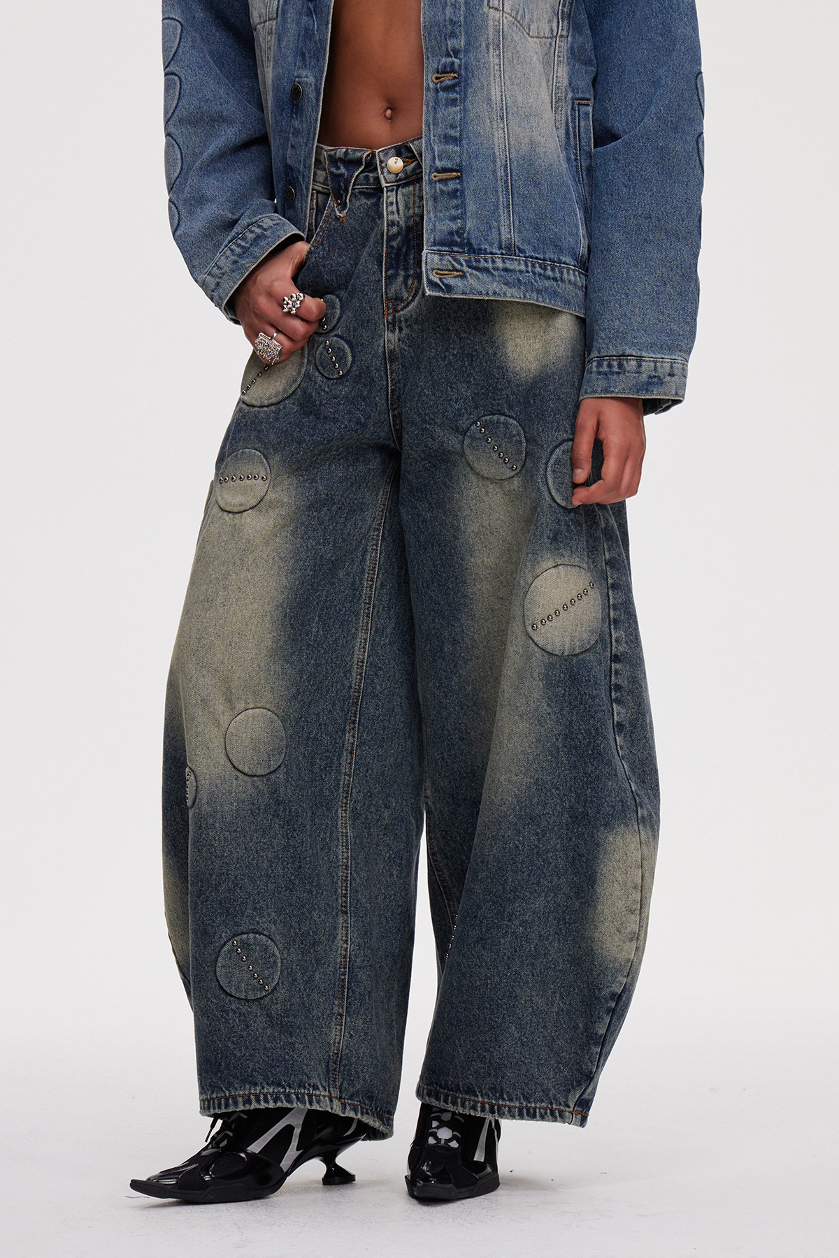 Mahlah Studded Baggy Jeans