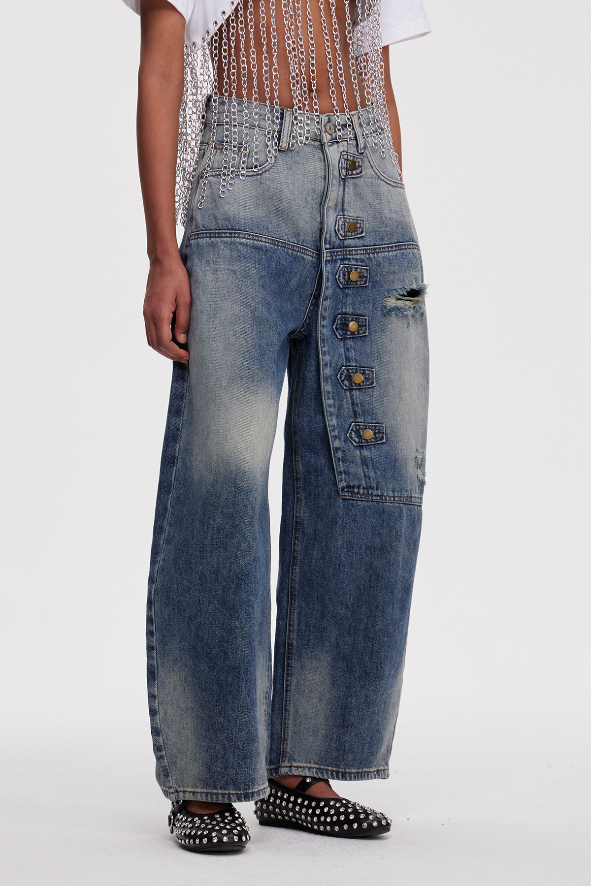Mahli Asymmetric Ripped Jeans