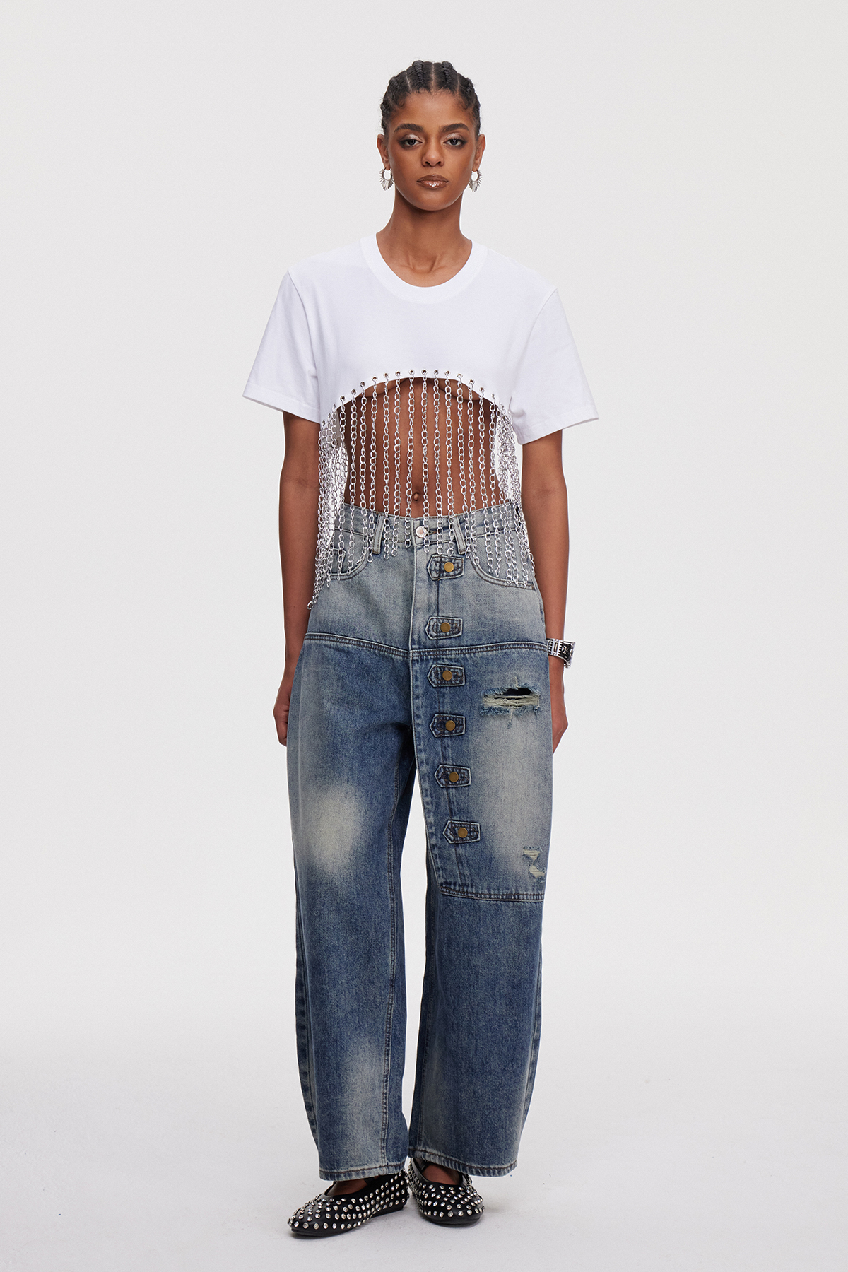 Mahli Asymmetric Ripped Jeans