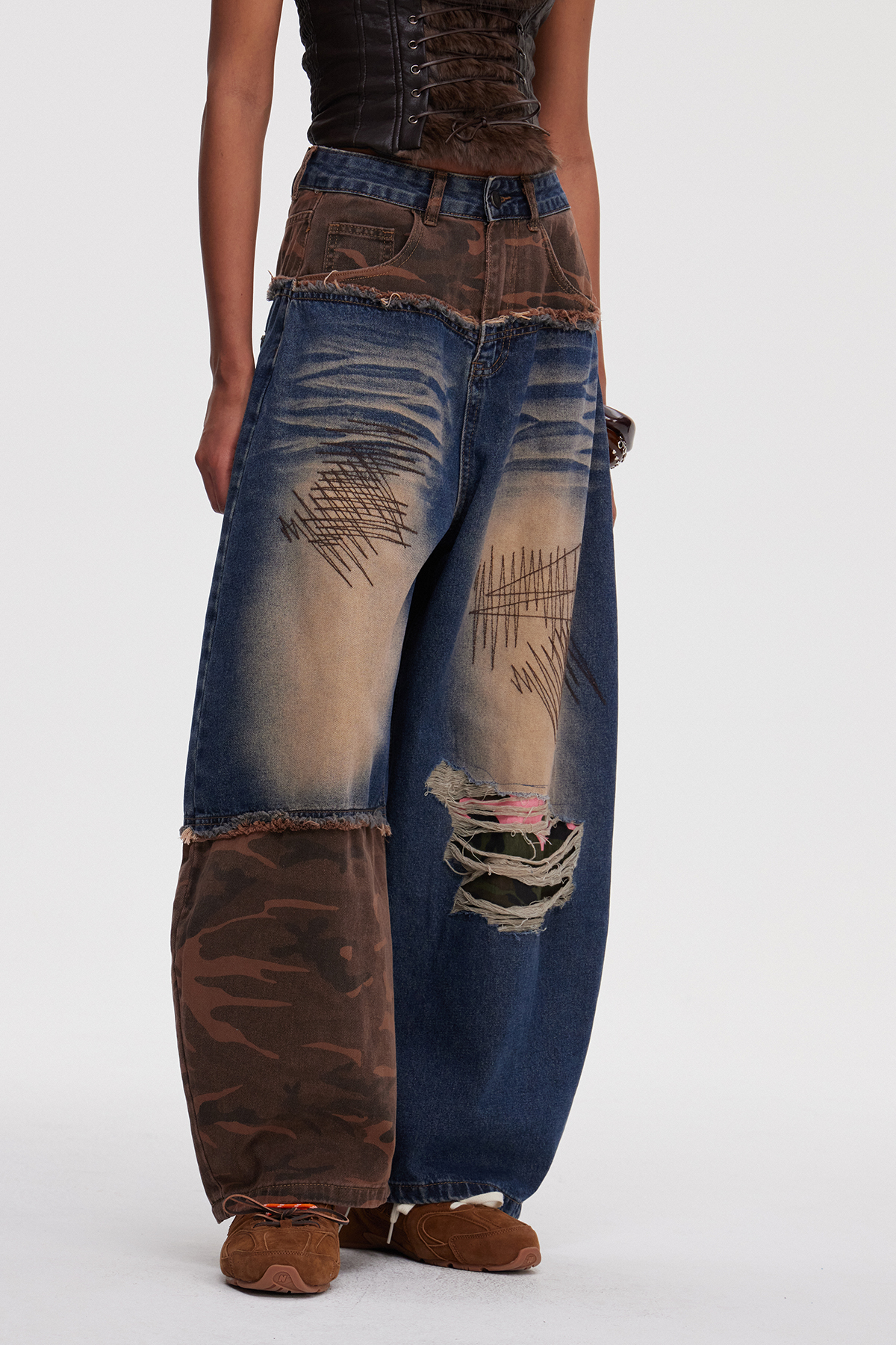 Mahon Camouflage Ripped Jeans