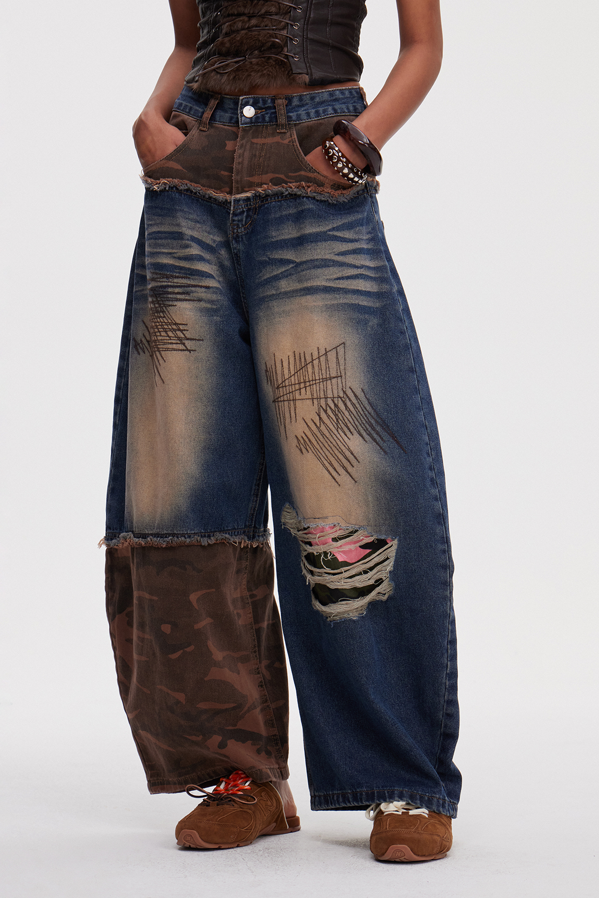 Mahon Camouflage Ripped Jeans