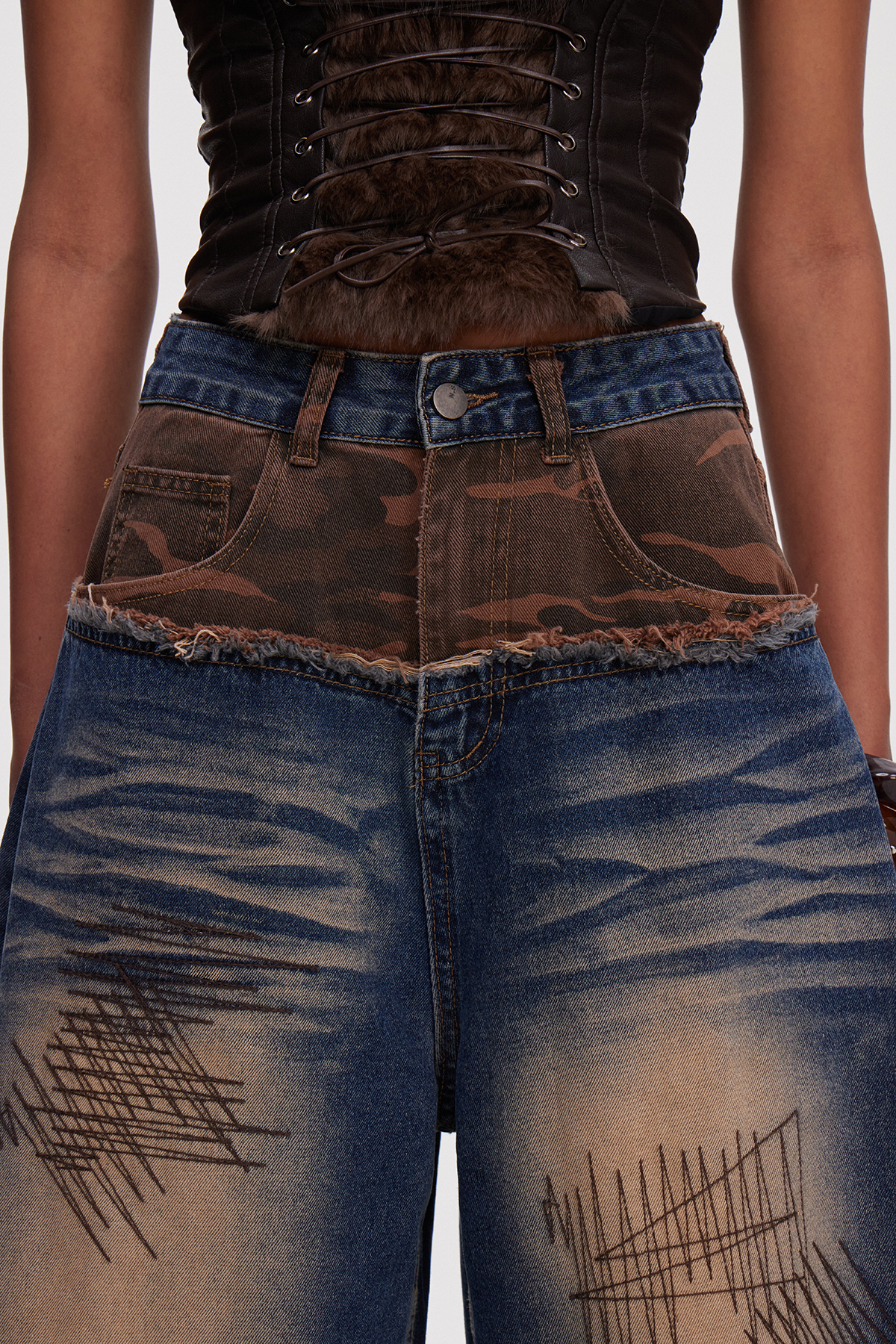 Mahon Camouflage Ripped Jeans