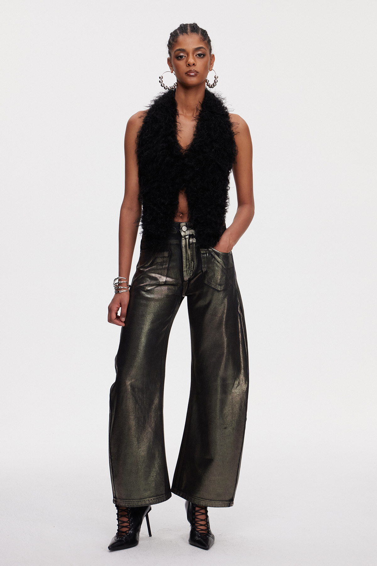 Mai Metallic Barrel Jeans