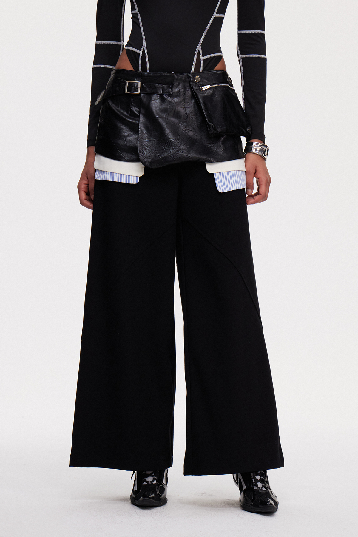 Maialen Leather Wide Leg Pants