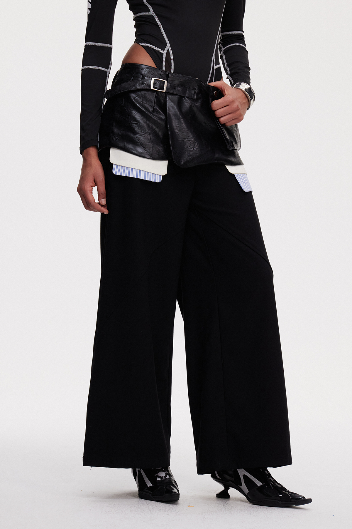 Maialen Leather Wide Leg Pants