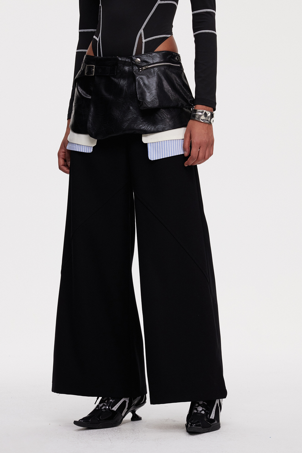 Maialen Leather Wide Leg Pants