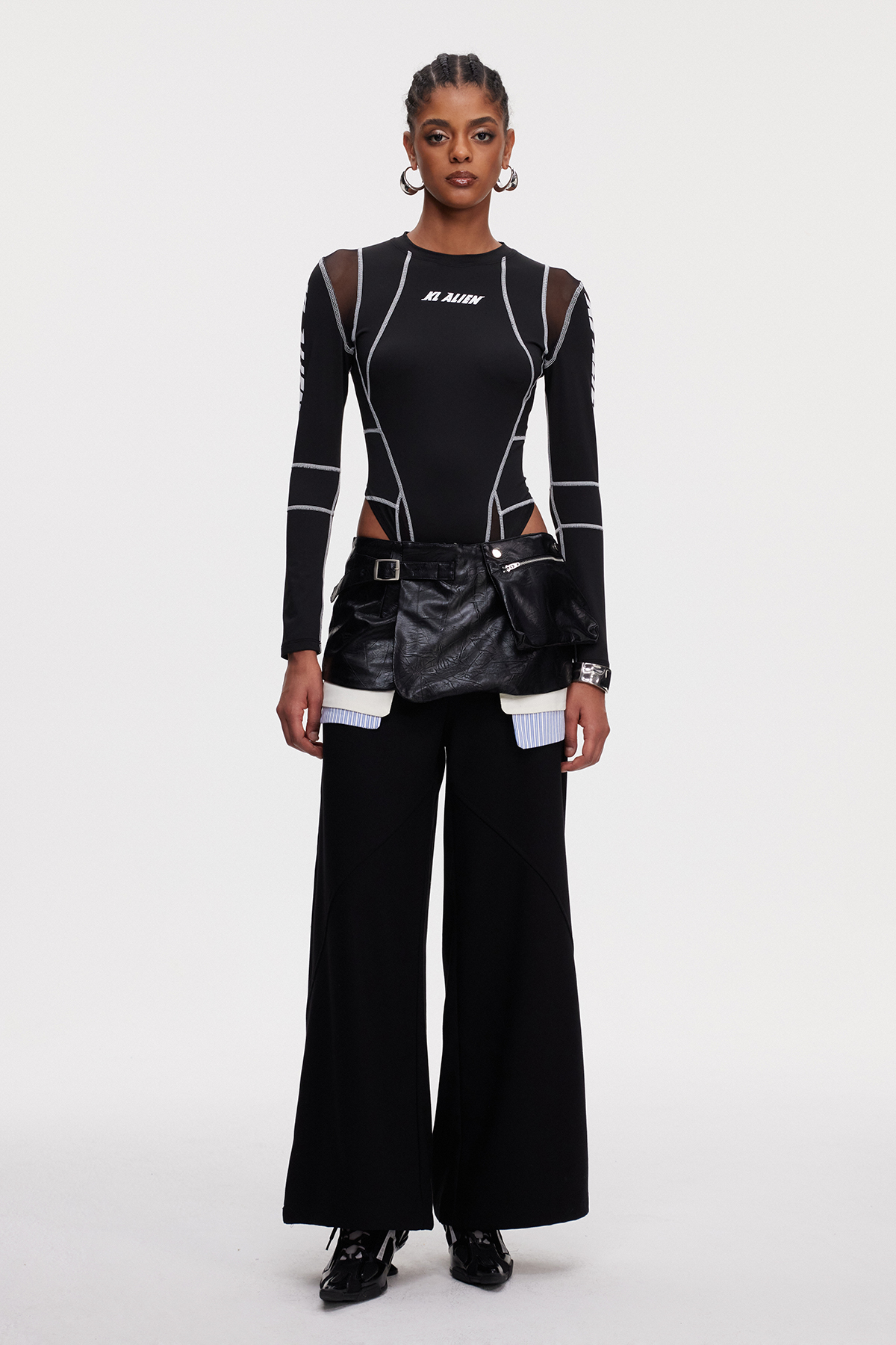 Maialen Leather Wide Leg Pants