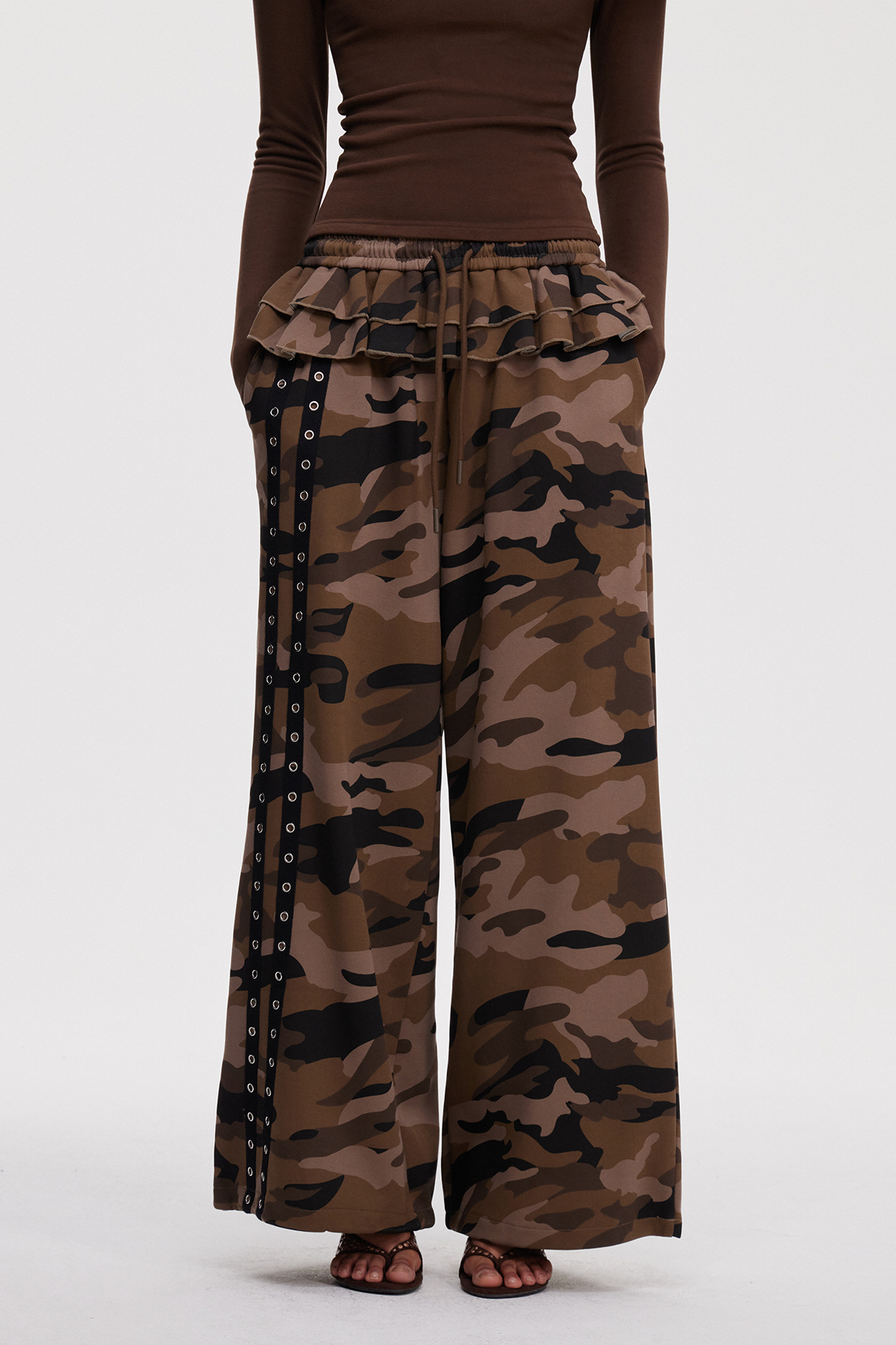 Maicol Camouflage Ruffle Pants