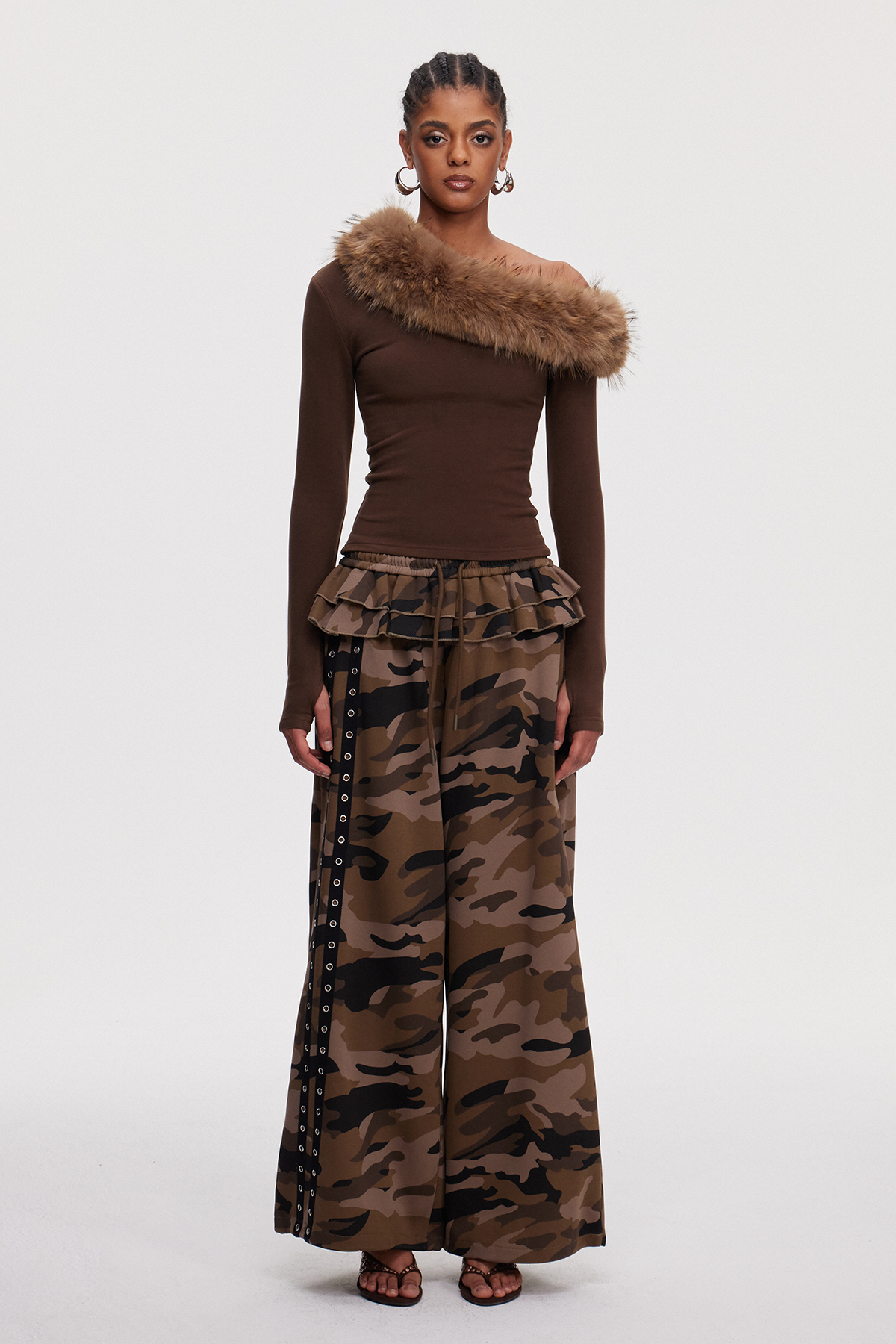 Maicol Camouflage Ruffle Pants