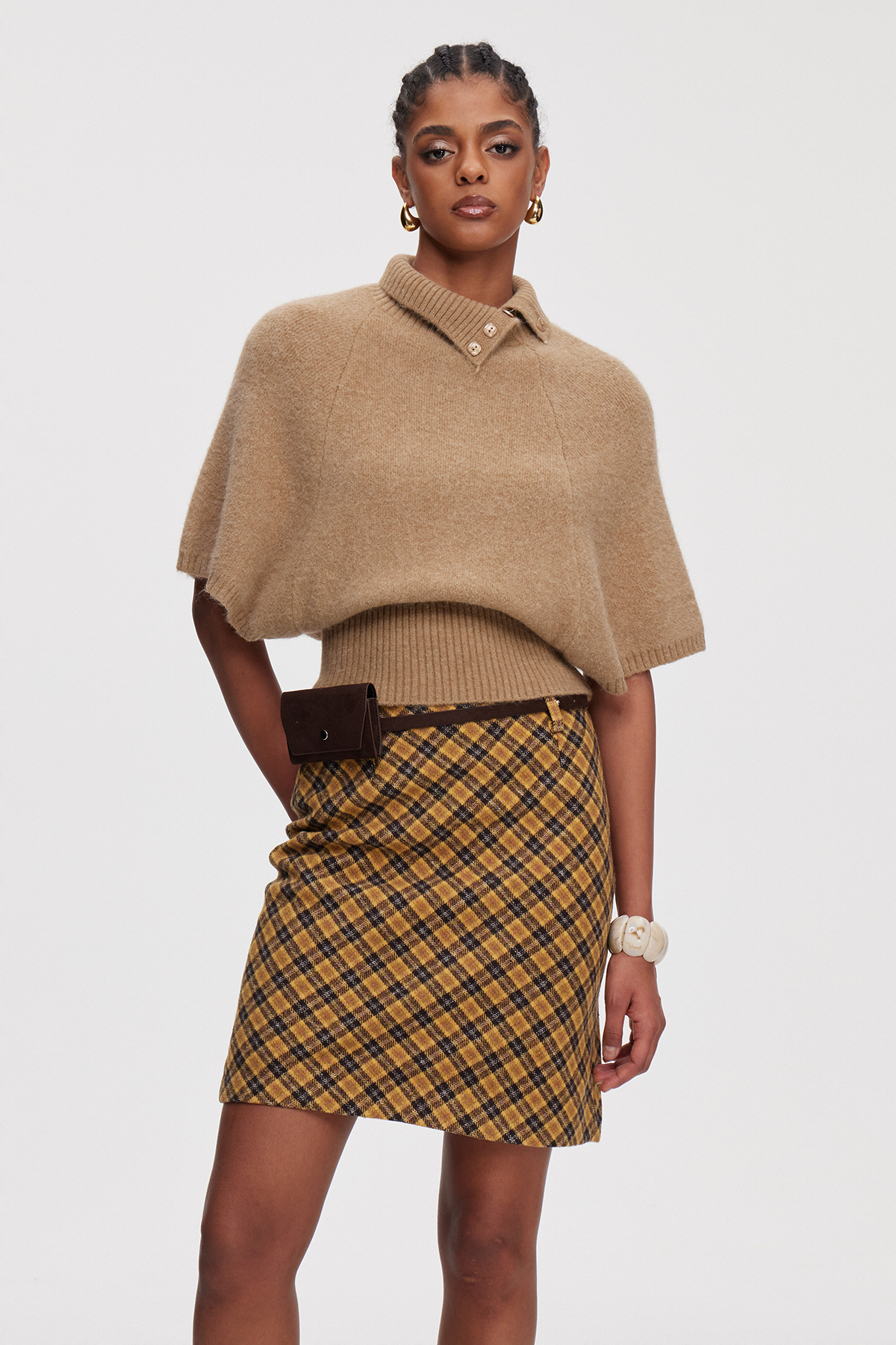 Maicon Knit Plaid Skirt Set