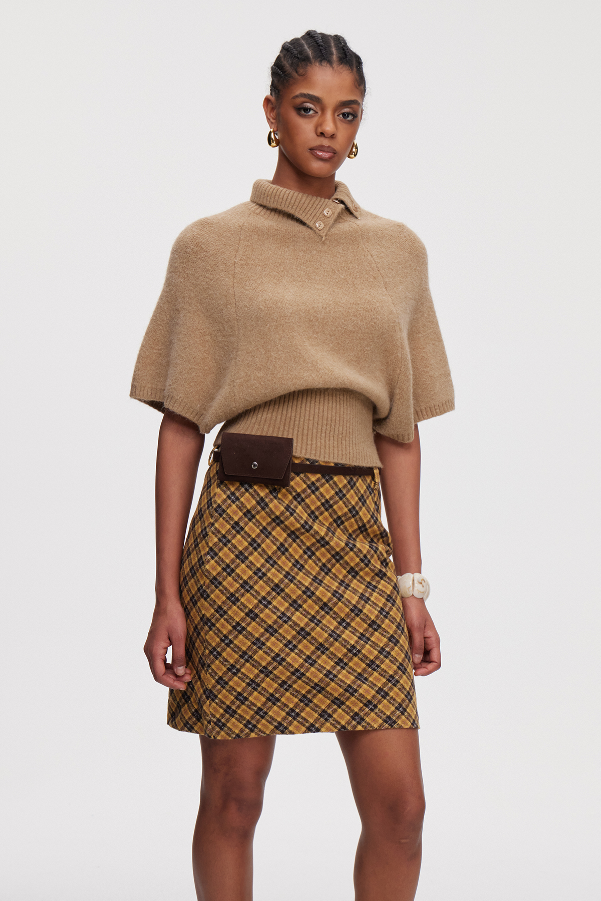 Maicon Knit Plaid Skirt Set